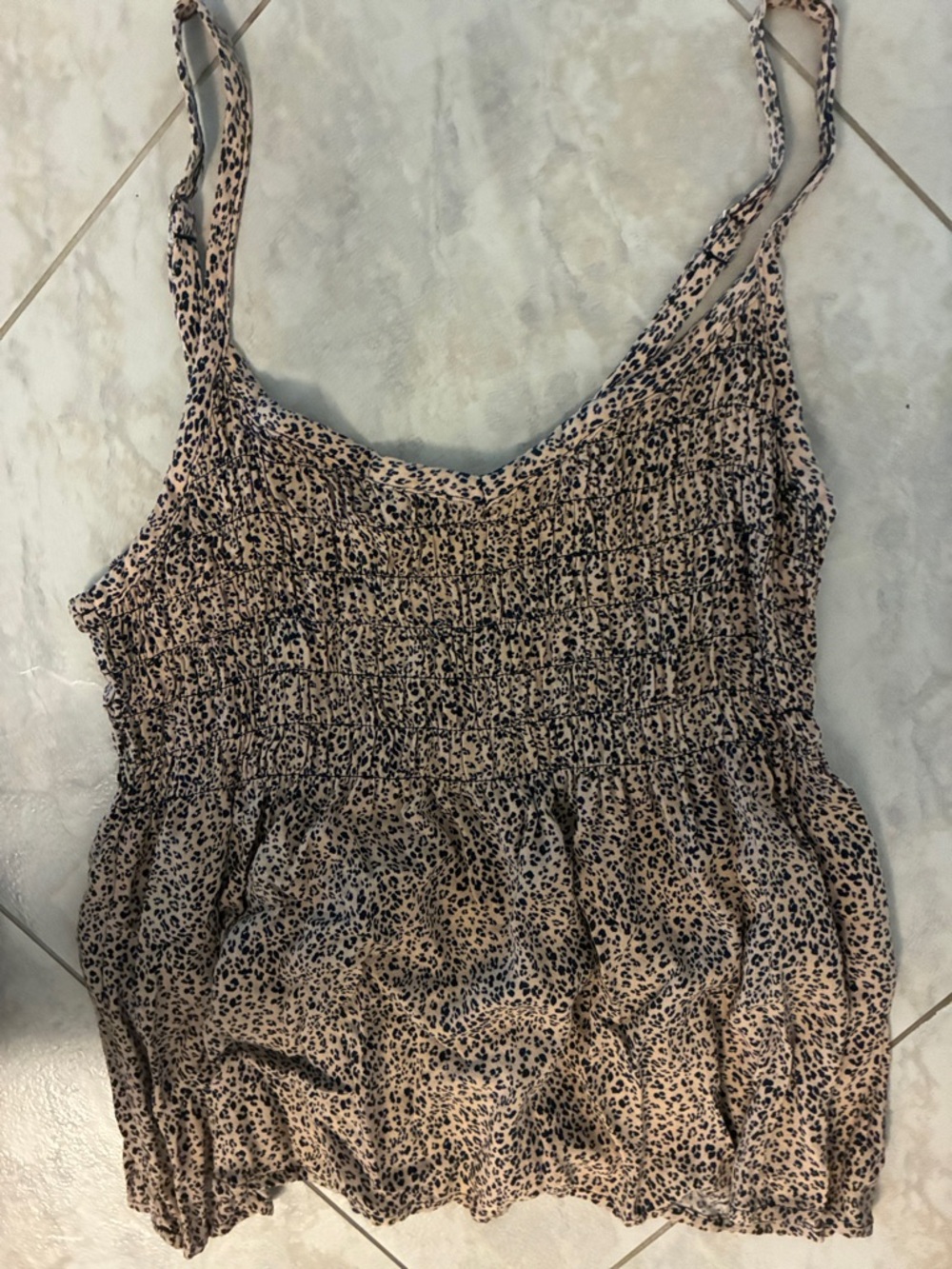 URBAN Romantics Beige and Black Smocked Cami Tank